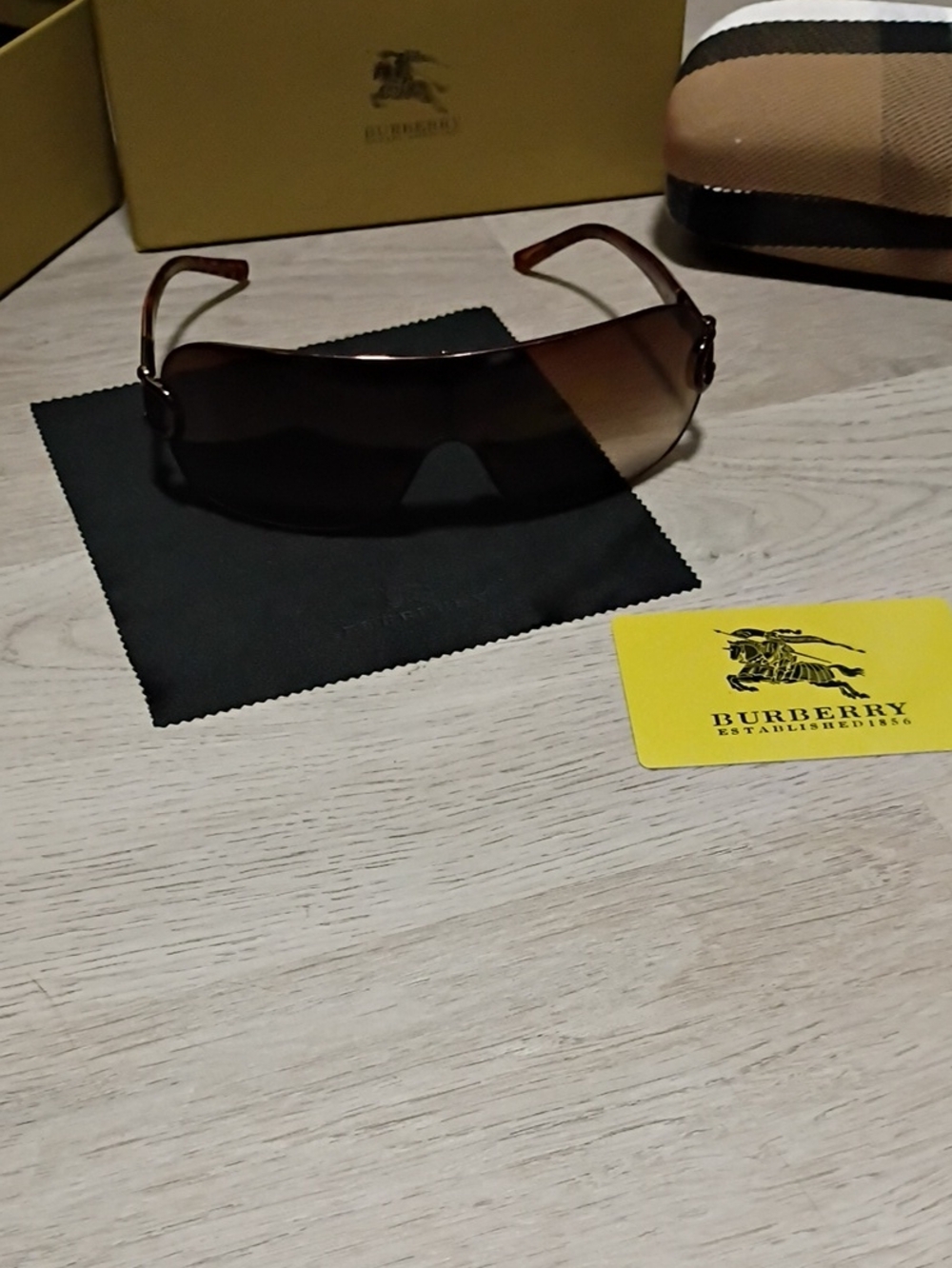 Burberry Brown Shield Sunglasses with Check Case